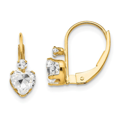 14k Madi K CZ Heart Leverback Earrings