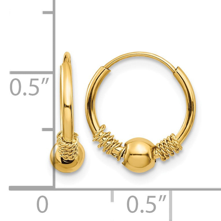 14k Madi K 10mm Endless Hoop with 4mm Bead Earrings