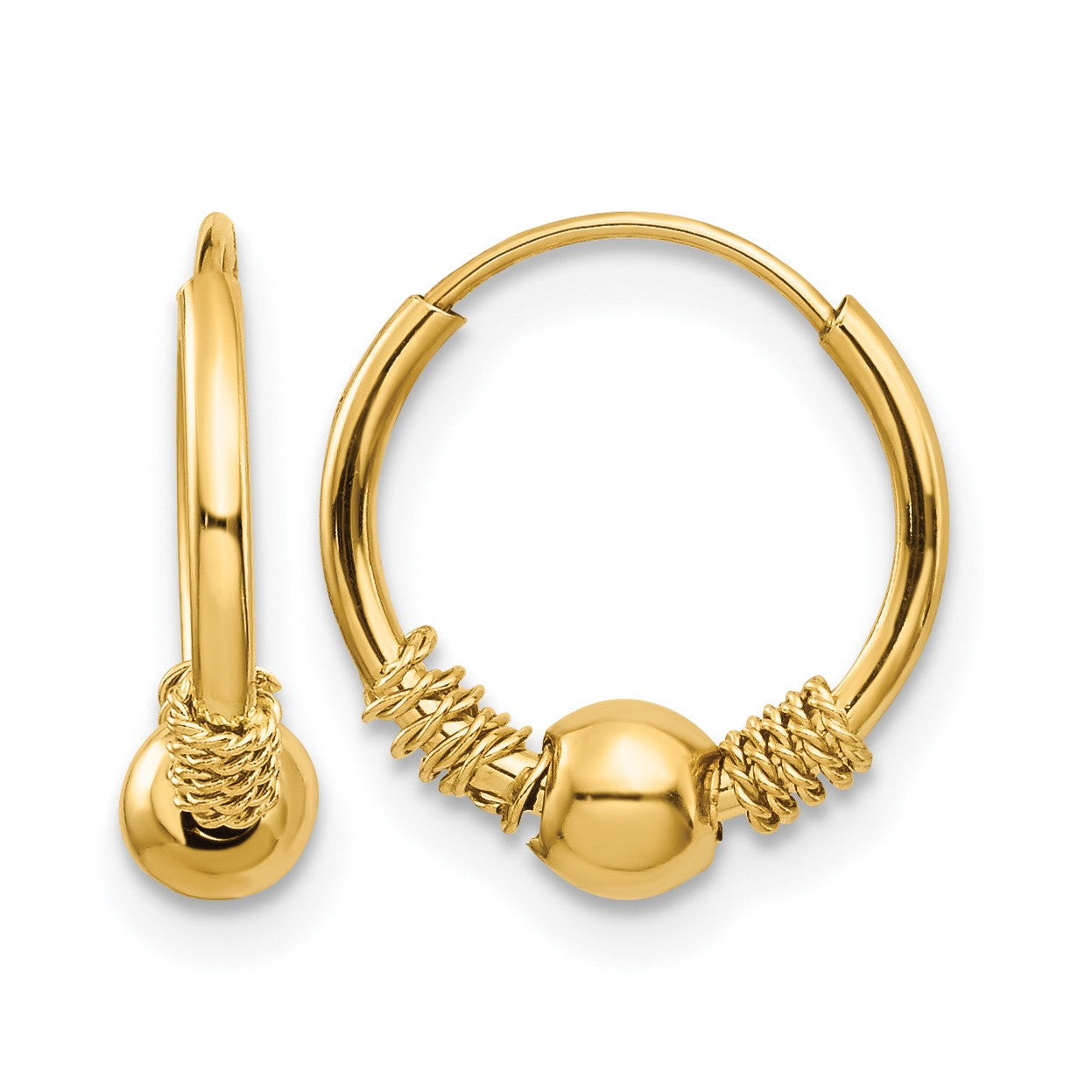 14k Madi K 10mm Endless Hoop with 4mm Bead Earrings