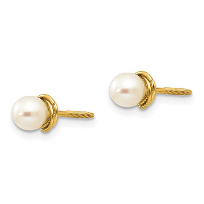 14k Madi K 4-5mm Semi-round FW Cultured Pearl Love Knot Post Earrings