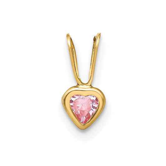 14k Madi K Pink CZ Heart Pendant