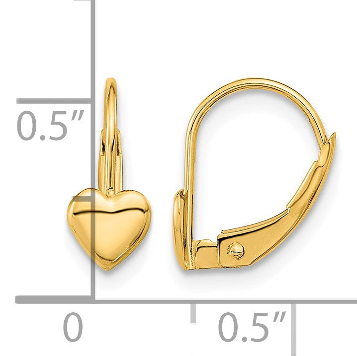 14k Madi K 5.00mm Heart Childrens Leverback Earrings