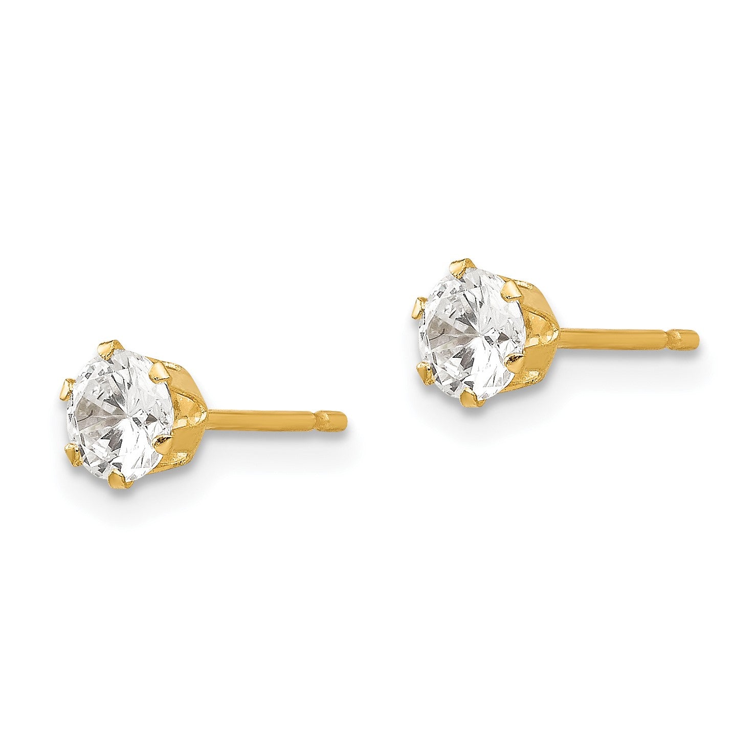 14k Madi K 4mm Round CZ Stud Post Earrings