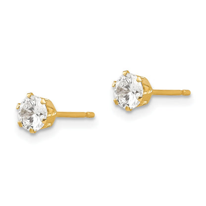 14k Madi K 4mm Round CZ Stud Post Earrings