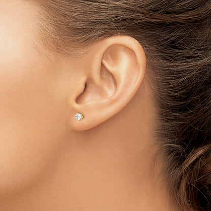 14k Madi K 4mm Round CZ Stud Post Earrings