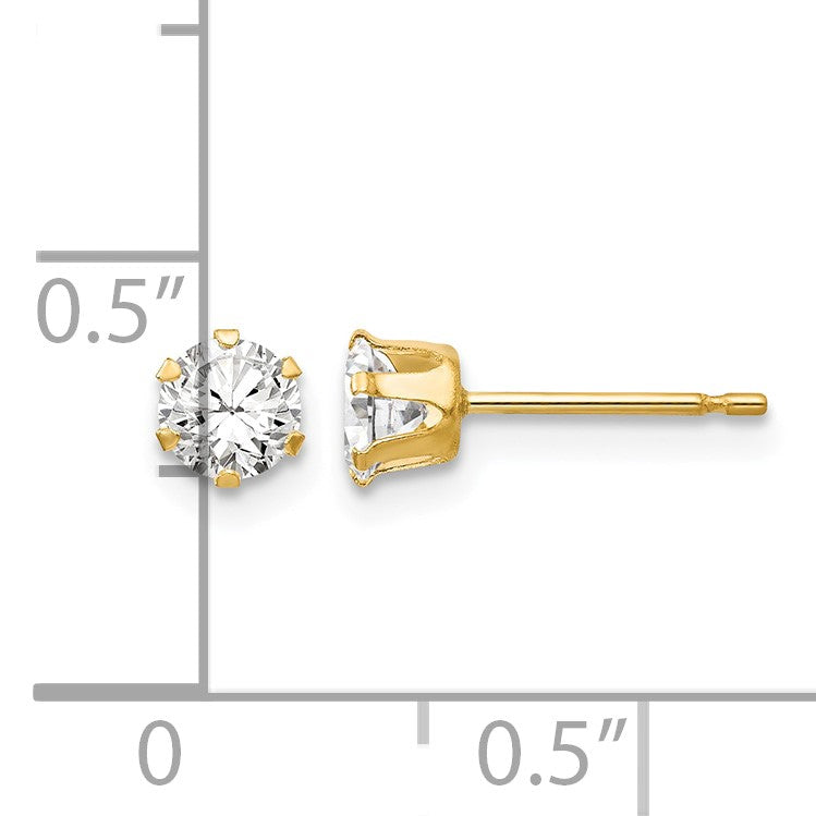 14k Madi K 4mm Round CZ Stud Post Earrings