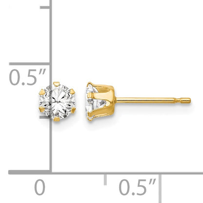 14k Madi K 4mm Round CZ Stud Post Earrings