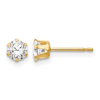 14k Madi K 4mm Round CZ Stud Post Earrings