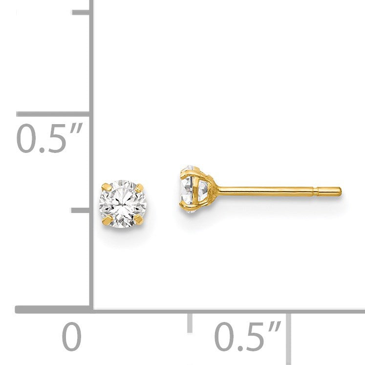 14k Madi K 2.75mm Round CZ Stud Post Earrings