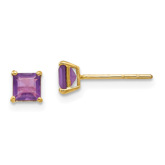 14k Madi K Amethyst 4mm Square Post Earrings