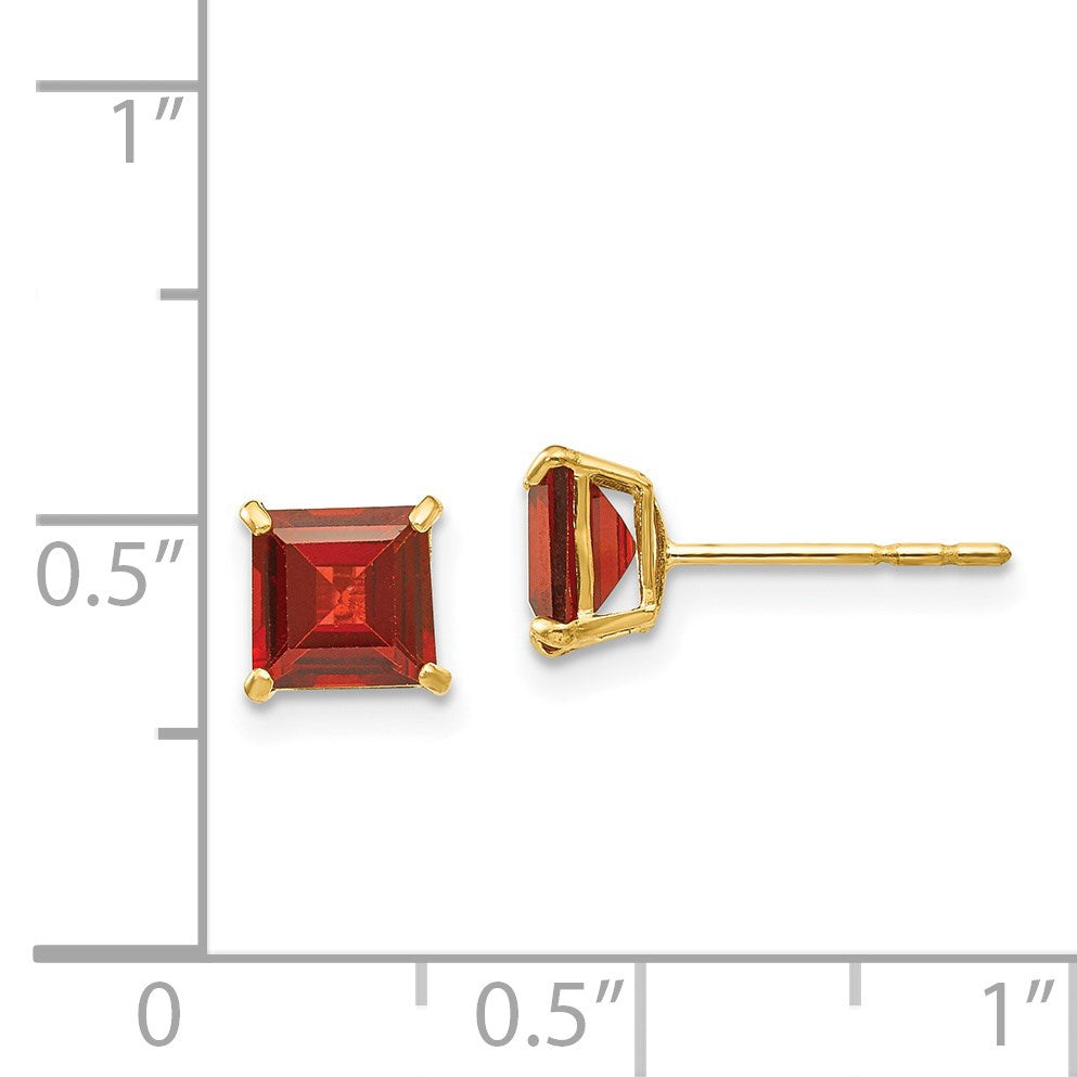 14k Madi K 5mm Square Garnet Post Earrings