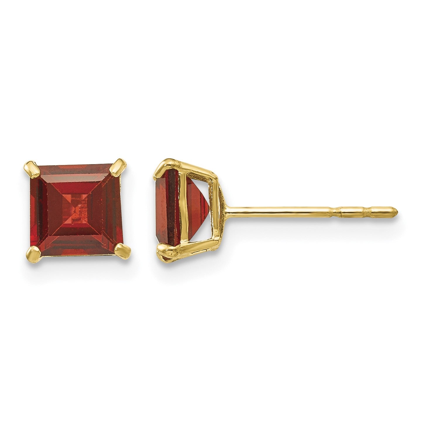 14k Madi K 5mm Square Garnet Post Earrings