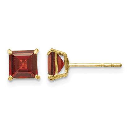 14k Madi K 5mm Square Garnet Post Earrings