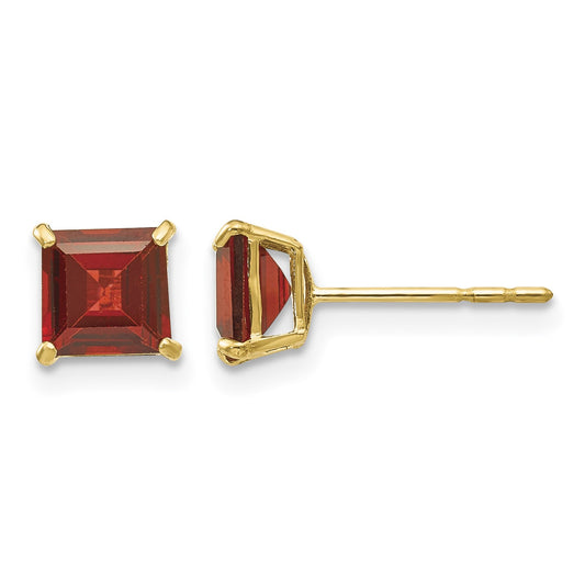 14k Madi K 5mm Square Garnet Post Earrings