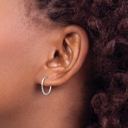14k White Gold Madi K 1.25x15mm Hoop Earrings