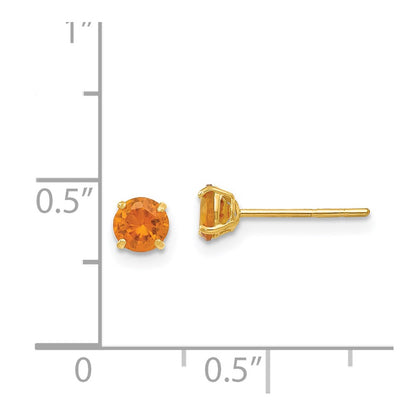 14k Madi K Round Citrine 4mm Post Earrings