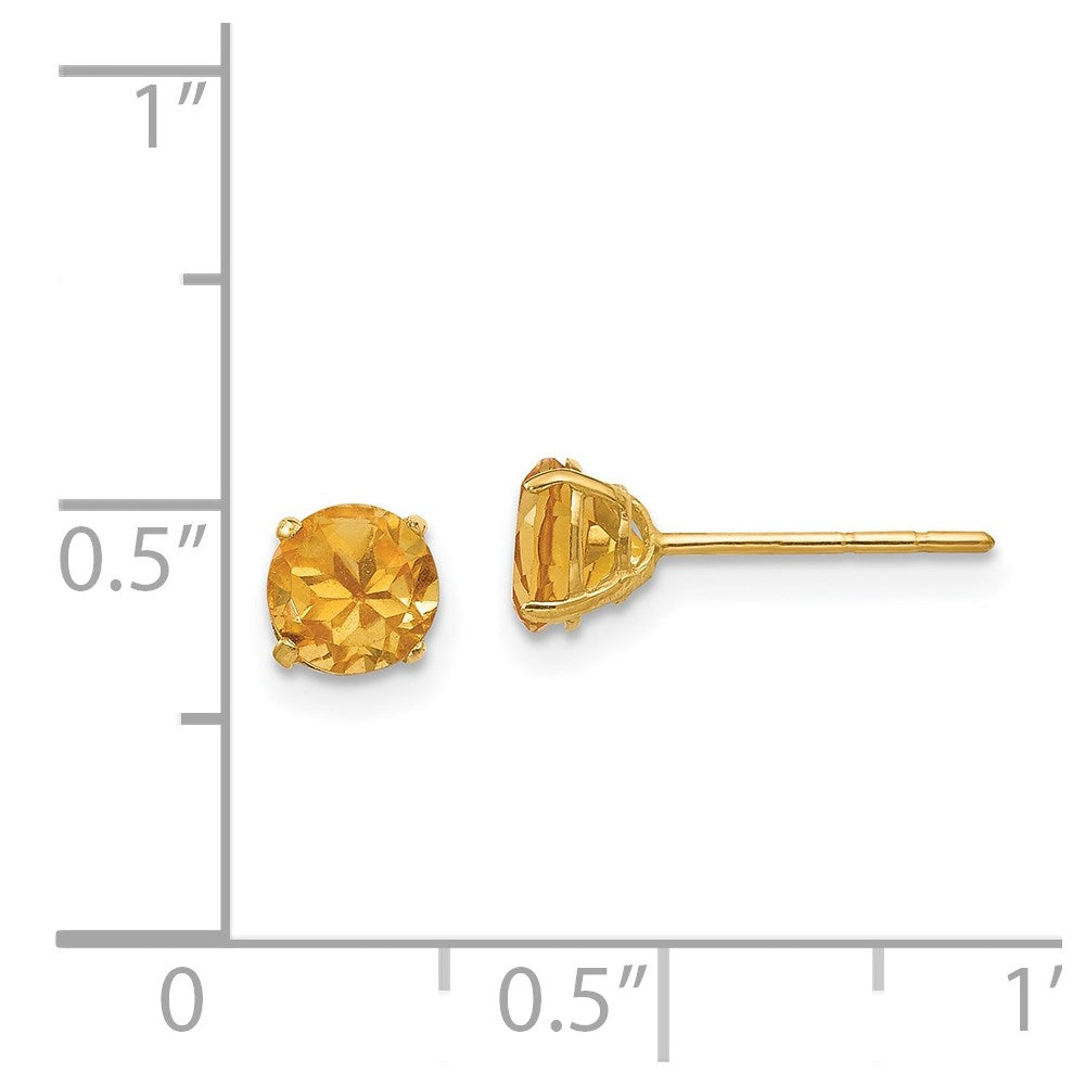 14k Madi K Round Citrine 5mm Post Earrings