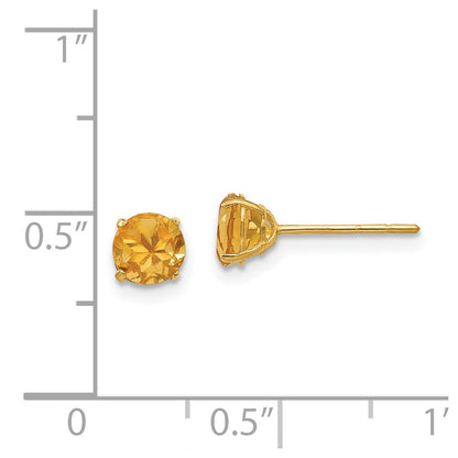 14k Madi K Round Citrine 5mm Post Earrings