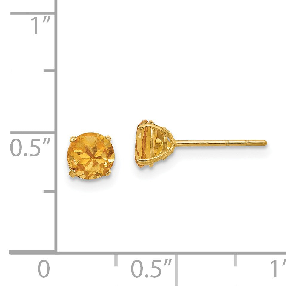 14k Madi K 5mm Round Citrine Post Earrings