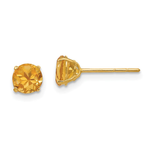 14k Madi K Round Citrine 5mm Post Earrings