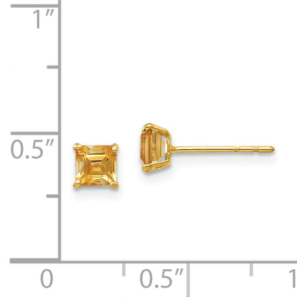 14k Madi K 4mm Square Citrine Post Earrings