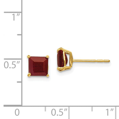 14k Madi K 5mm Square Ruby Post Earrings