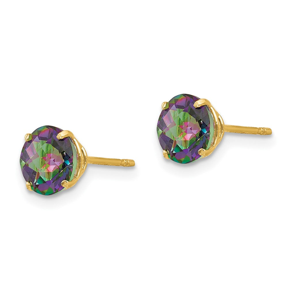 14k Madi K Round Mystic Topaz 6mm Post Earrings