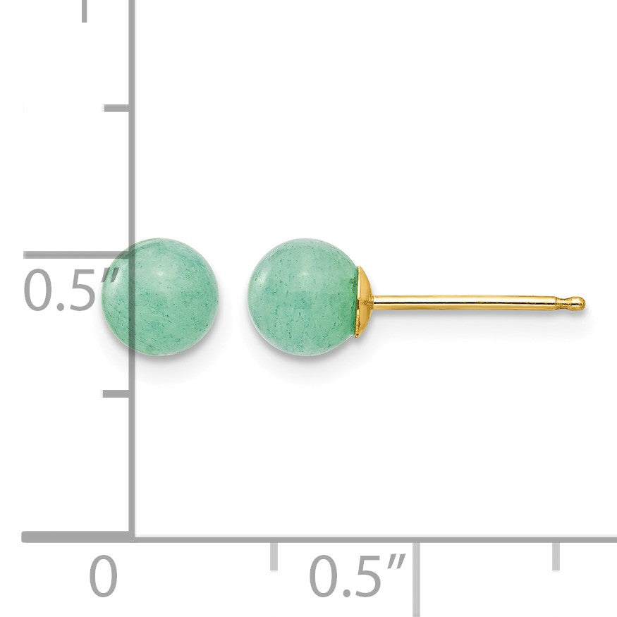 14k Madi K 5mm Round Green Natural Stone Post Earrings