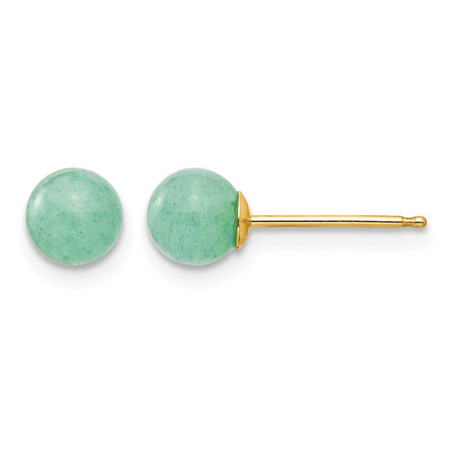 14k Madi K 5mm Round Green Natural Stone Post Earrings