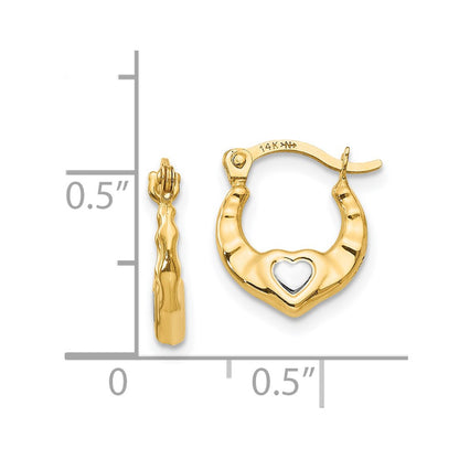 14K Madi K w/Rhodium Heart Hollow Hoop Earrings