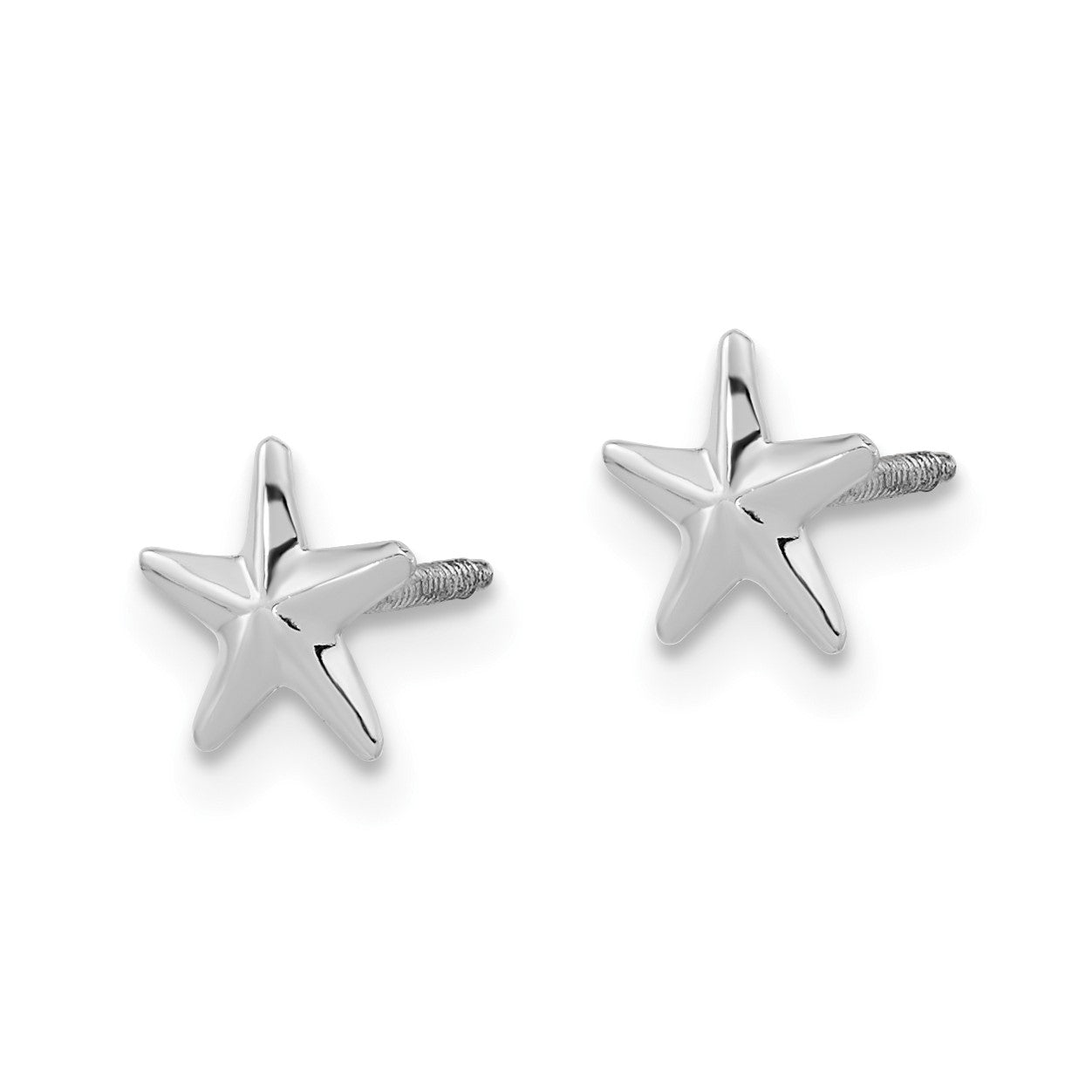 14k White Gold Madi K Star Childrens Screwback Post Earrings