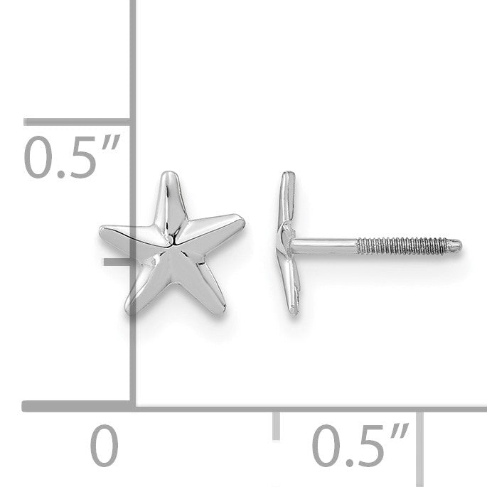14k White Gold Madi K Star Childrens Screwback Post Earrings