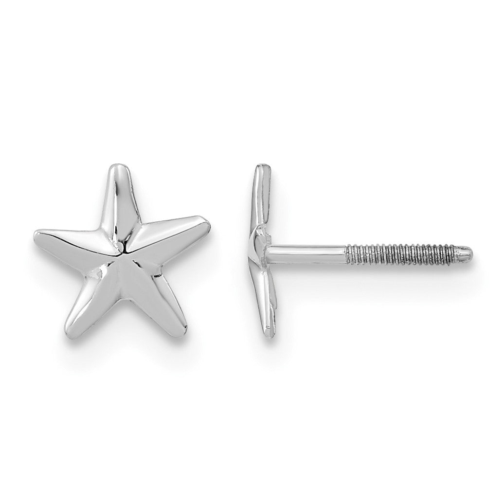 14k White Gold Madi K Star Childrens Screwback Post Earrings