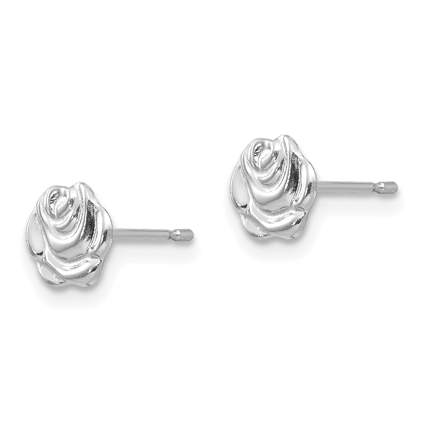 14k White Gold Madi K Polished Rose Childrens Post Earrings
