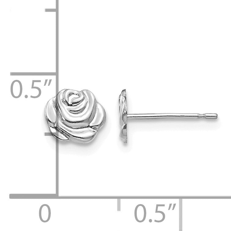 14k White Gold Madi K Polished Rose Childrens Post Earrings