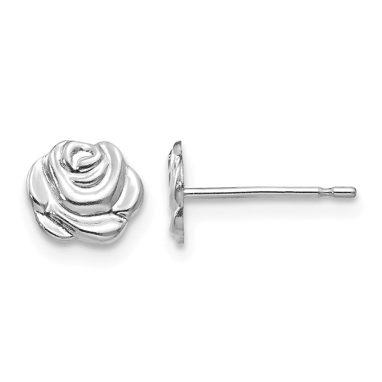 14k White Gold Madi K Polished Rose Childrens Post Earrings