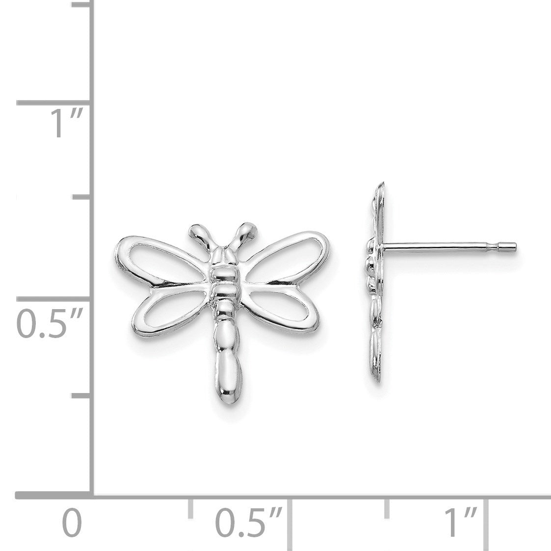 14k White Gold Madi K Polished Dragonfly Childrens Post Earrings
