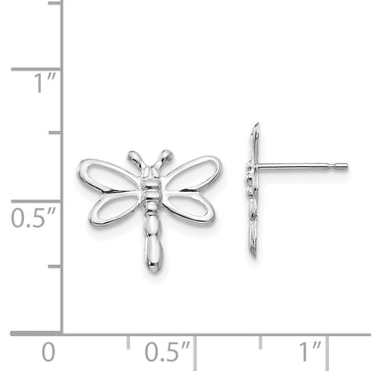 14k White Gold Madi K Polished Dragonfly Childrens Post Earrings