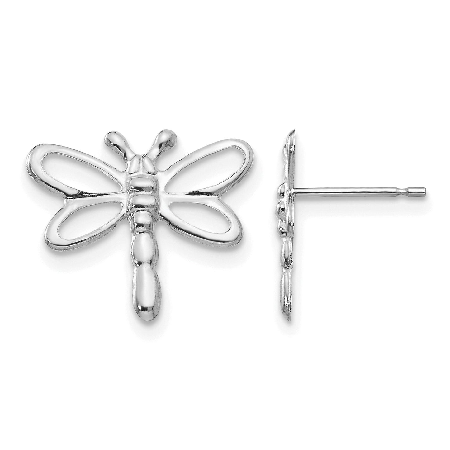 14k White Gold Madi K Polished Dragonfly Childrens Post Earrings