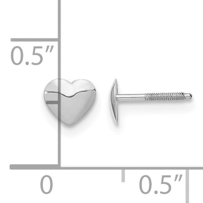 14k White Gold Madi K Rhodium-plated 5.00mm Heart Screwback Childrens Post Earrings