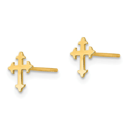 14K Madi K Polished Cross Childrens Post Earrings