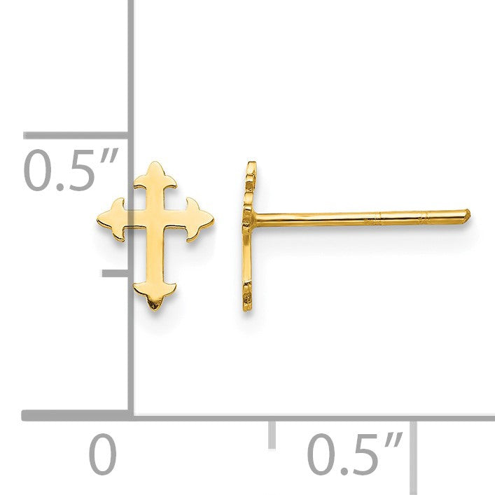 14K Madi K Polished Cross Childrens Post Earrings