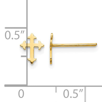 14K Madi K Polished Cross Childrens Post Earrings