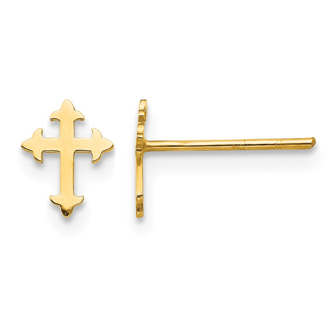 14K Madi K Polished Cross Childrens Post Earrings