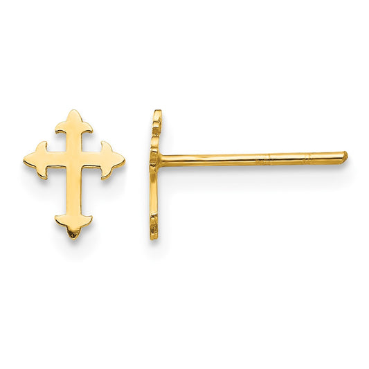 14K Madi K Polished Cross Childrens Post Earrings