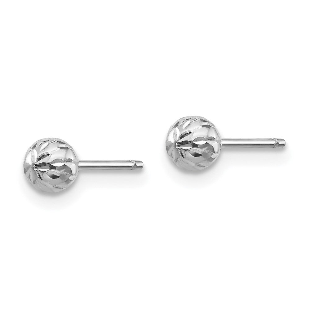 14K White Gold Madi K Diamond Cut 4M Ball Post Earrings