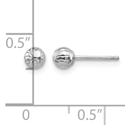 14K White Gold Madi K Diamond-Cut 4mm Ball Post Earrings