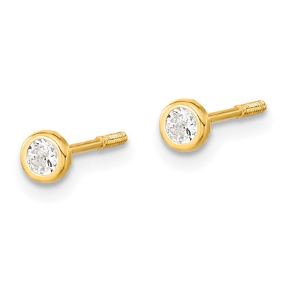 14k Madi K Yellow Gold Polished CZ Bezel Post Earrings