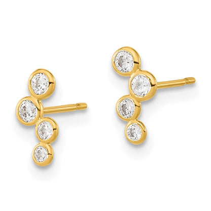 14k Madi K 4-CZ Bezel Set Post Earrings