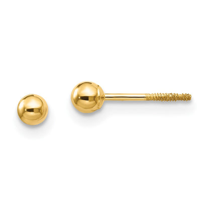 14k Madi K Polished 3mm Ball Screwback Earrings